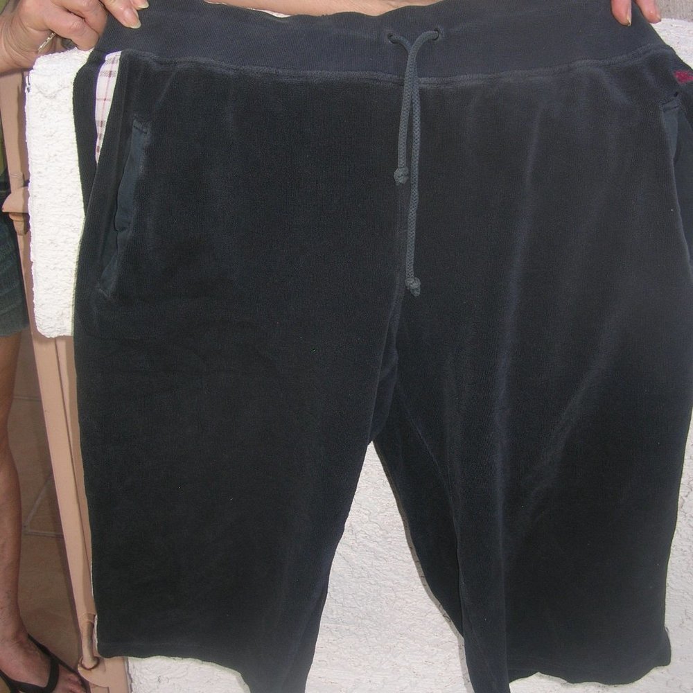Burberry Black Terry Drawstring  long Shorts
